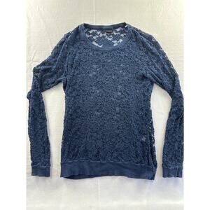 MOD Lusive Blue Lace Ling Sleeve Top Size L